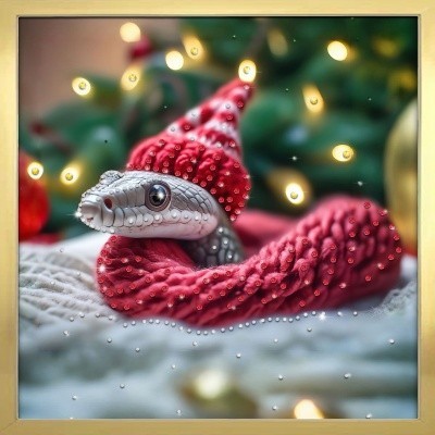 Картина ЗМЕЯ НОВОГОДНЯЯ 2 с кристаллами Swarovski (3092)