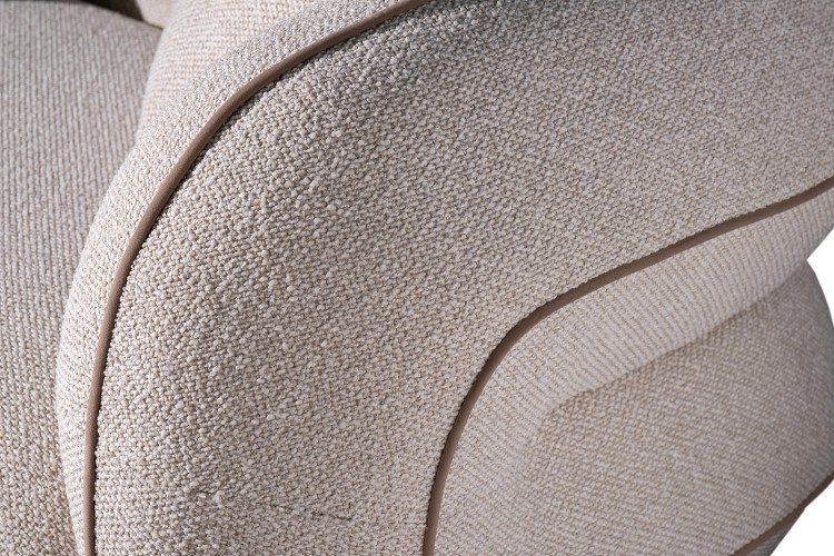 Диван Amelia трехместный букле светлый 253*100*67см с бежевым кантом (TT-00016098)