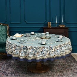Скатерть круглая "листья морриса" gold stripe d220 см , 100% хлопок , твил, пропитка Lefard (850-752-27)