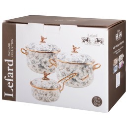 Набор посуды lefard серия яблоневый сад 6пр: кастрюли 2,1л+2,8л (16+18см) и ковш 0,9л (14 см) Lefard (950-780)