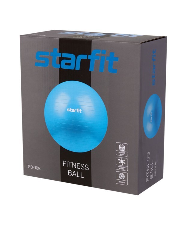 Фитбол STARFIT GB-108 антивзрыв, 1200 гр, бирюзовый, 75 см (2107384)