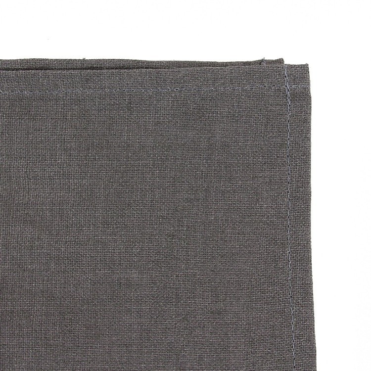 Скатерть на стол из умягченного льна с декоративной обработкой темно-серого цвета essential, 143х250 (63464)