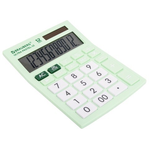Калькулятор настольный Brauberg Ultra PASTEL-12-LG 12 разрядов 250504 (1) (86045)