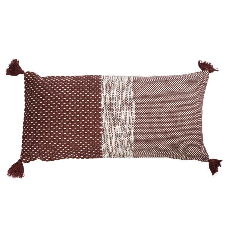 Подушка декоративная бордового цвета крупной вязки из коллекции ethnic, 30х60 см (65835)