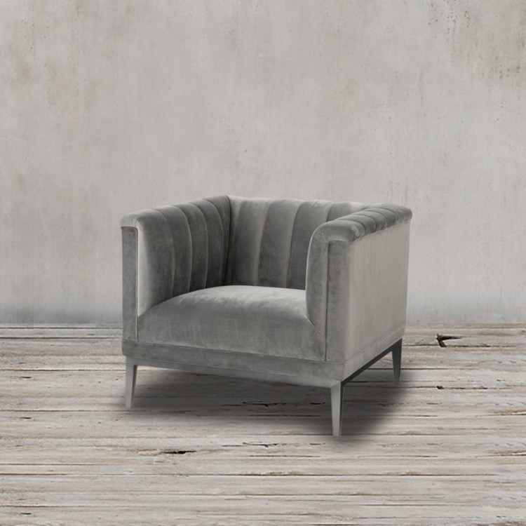 Кресло Арам S0280-1D/AR108-34#grey, Нержавеющая сталь, бархат, dark grey, ROOMERS FURNITURE