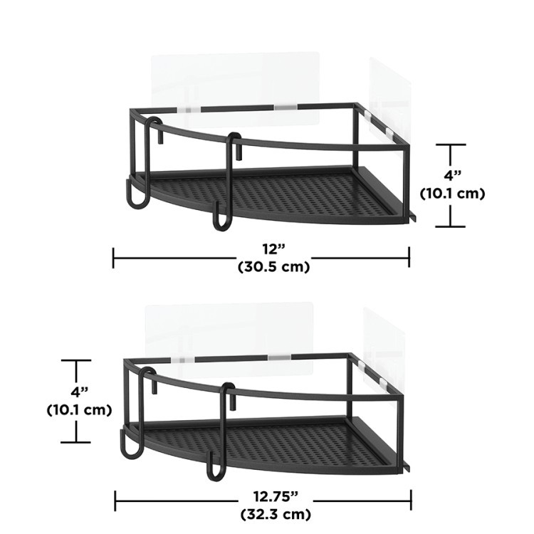 Набор из 2-х угловых полок для ванной cubiko, черные (76888)