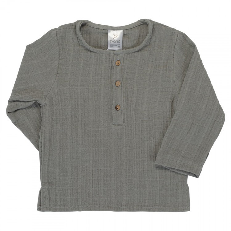 Рубашка из хлопкового муслина серого цвета из коллекции essential 4-5y (69636)