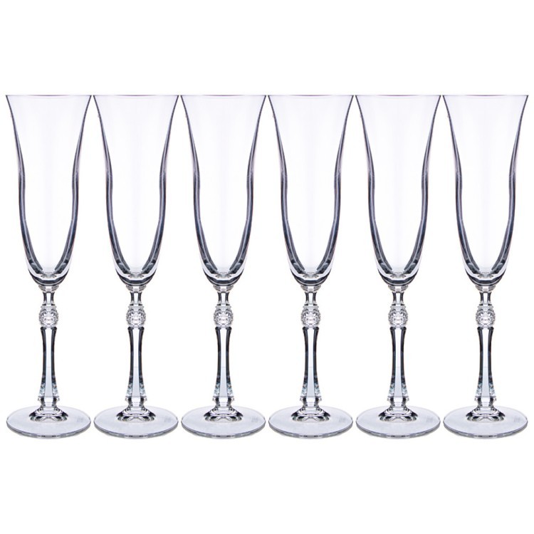 Набор бокалов для шампанского из 6 шт. "parus" 190 мл. высота=26 см. Crystal Bohemia (669-270)