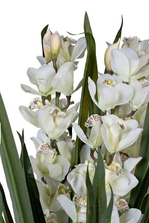 Орхидея CYMBIDIUM искусств. белая в горшке h110 см (TT-00012901)