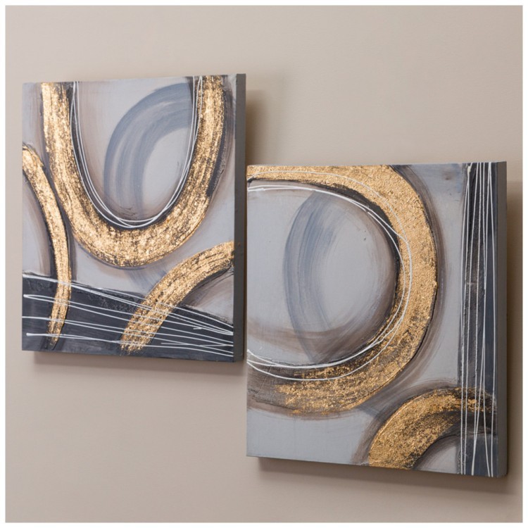 Комплект из 2-х картин "золотая абстракция" 40х40*2,5 см (каждая) Bronco (534-206)