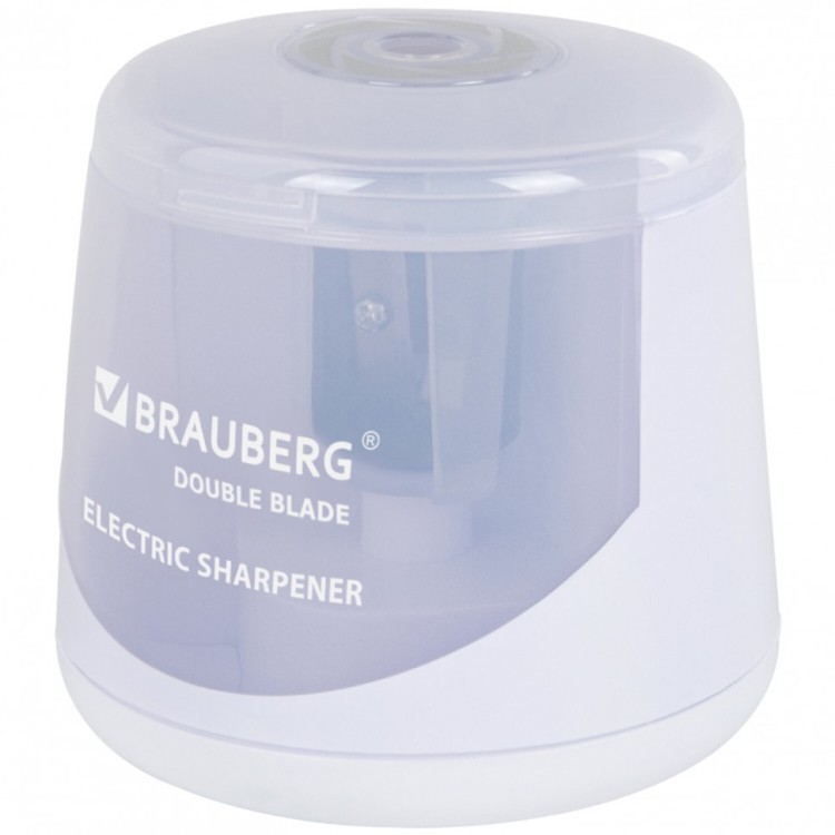 Точилка электрическая BRAUBERG DOUBLE BLADE WHITE двойное лезвие 271337 (1) (93198)