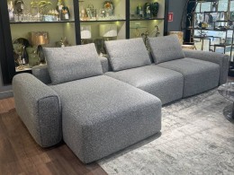 Диван трехместный Turin(3 секции) с канапе и мех черно/серый Santo1606 355*163,5**68см (TT-00016959)