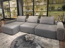 Диван трехместный Turin(3 секции) с канапе и мех черно/серый Santo1606 355*163,5**68см (TT-00016959)