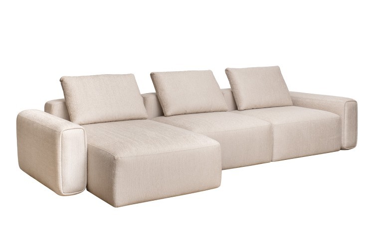 Диван трехместный Турин(Turin)(3 секции) с канапе и мех бежевый Koza3805-BEG 355*163,5**68см (TT-00017012)