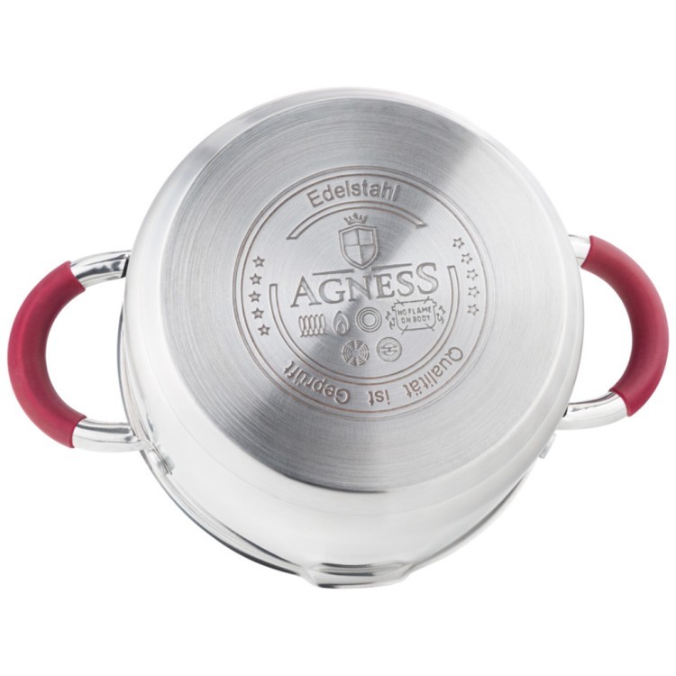 Кастрюля agness "profi home" со стеклянной крышкой, 2,0л 18x10.5 см цвет ручек:бордо Agness (914-206) Кастрюля agness "profi home" со стеклянной крышкой, 2,0л 18x10.5 см цвет ручек:бордо Agness (914-206)