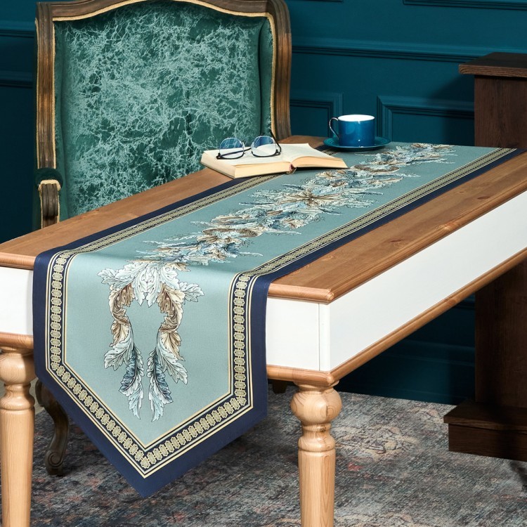 Дорожка "листья мориса" green stripe   45х215см, 100% хлопок,твил c пропиткой Lefard (850-752-34)