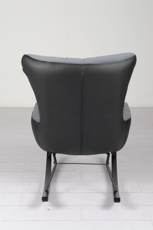 Кресло-качалка велюр/экокожа серый 72*90*93см (TT-00005123)