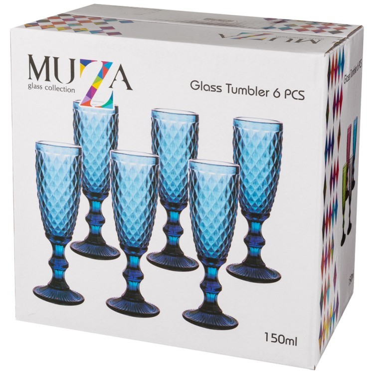 Набор бокалов для шампанского "пина" из 6шт. серия "muza color" 150мл. / в=20 см Lefard (781-129)