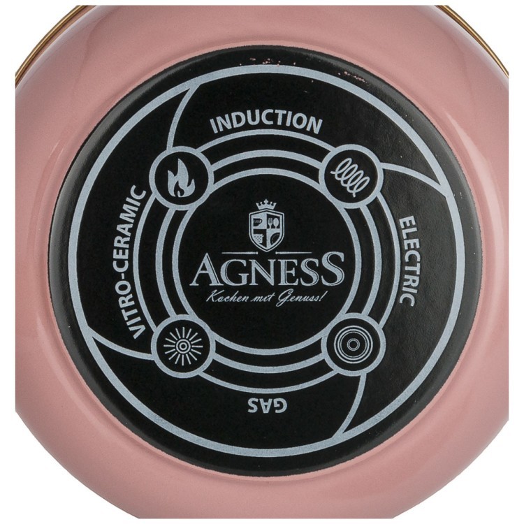 Кастрюля agness эмалированная с крышкой,серия deluxe, 16x11см,  2,0л, подходит для индукции Agness (951-115)