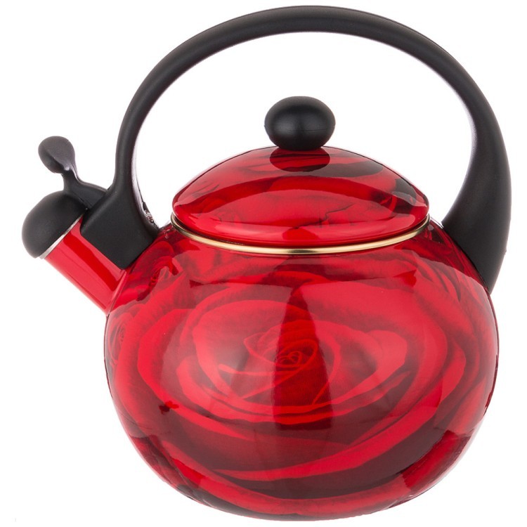Чайник agness эмалированный со свистком, серия "кармен" 2,2л, индукционное дно, цвет: красный Agness (915-117)