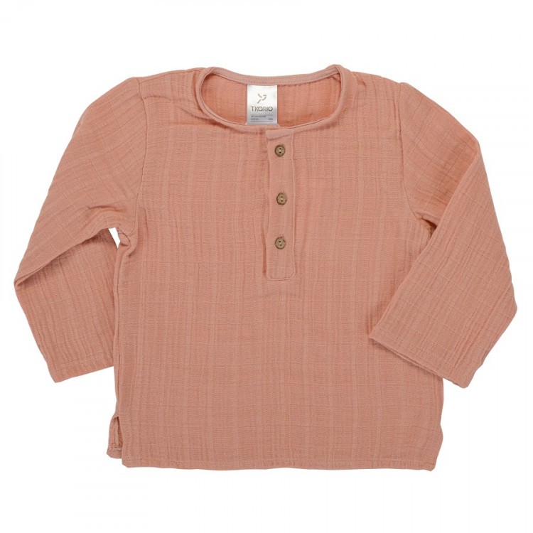 Рубашка из хлопкового муслина цвета пыльной розы из коллекции essential 12-18m (69637)