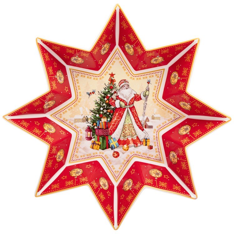 Блюдо-звезда lefard "дед мороз" 32х5см красное Lefard (85-1740)