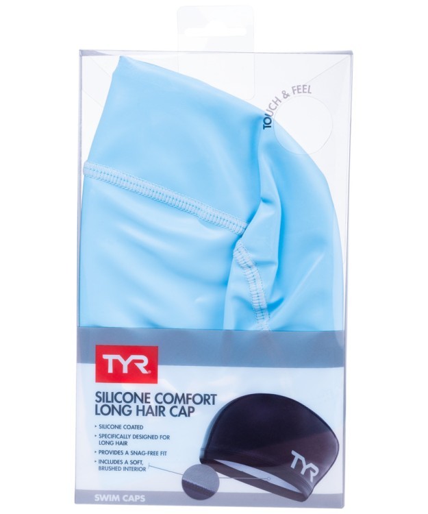 Шапочка для плавания Long Hair Silicone Comfort Swim Cap, LSCCAPLH/450, голубой (799897)