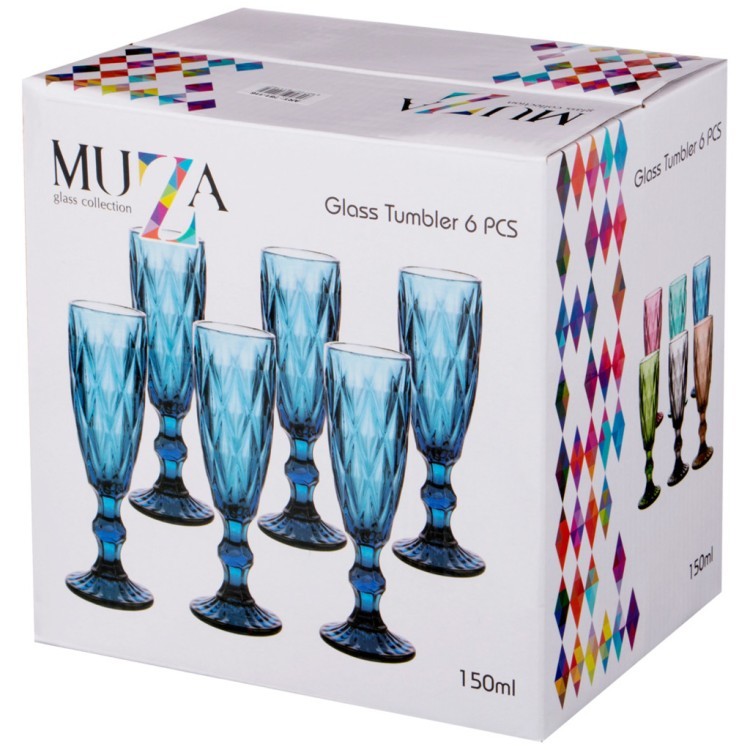 Набор бокалов для шампанского "ромбо" 6шт. серия "muza color" 150мл. / в=20 см. Lefard (781-116)