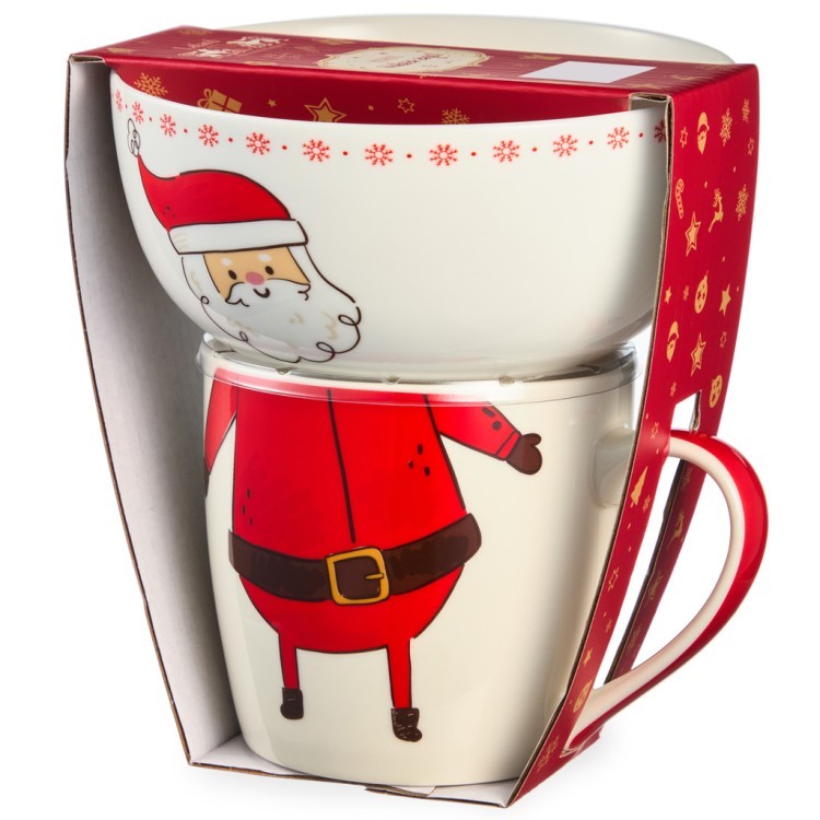 Набор посуды lefard "дед мороз" 2 пр. (кружка 360мл, салатник 500мл) Lefard (260-1065)