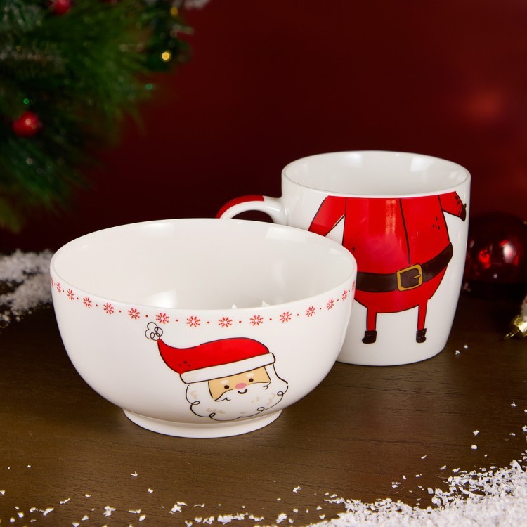 Набор посуды lefard "дед мороз" 2 пр. (кружка 360мл, салатник 500мл) Lefard (260-1065)