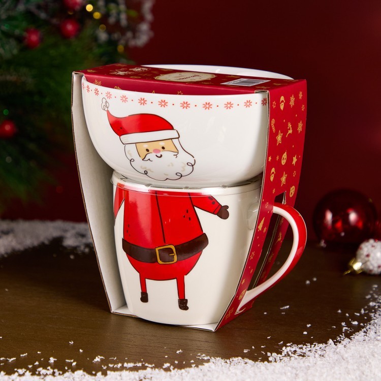 Набор посуды lefard "дед мороз" 2 пр. (кружка 360мл, салатник 500мл) Lefard (260-1065)