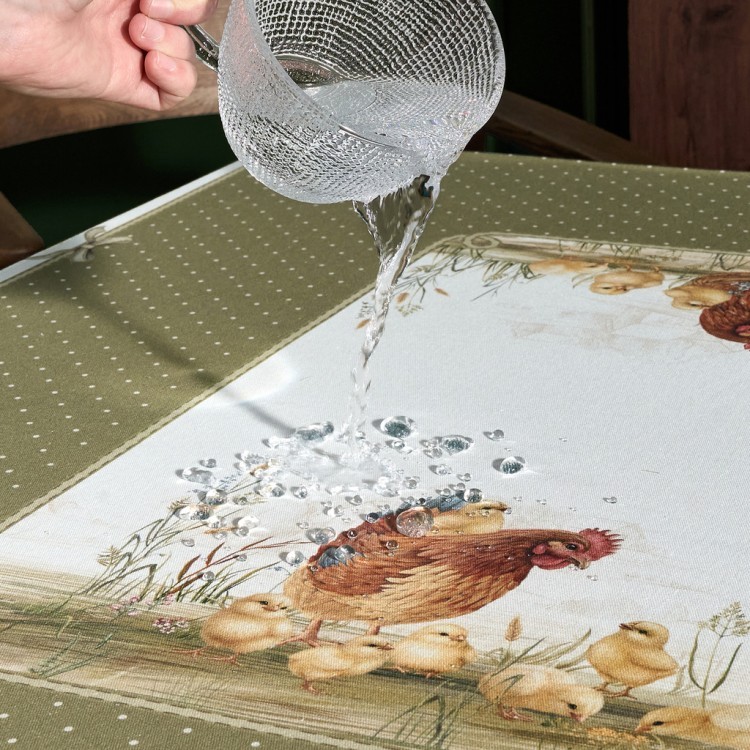 Скатерть круглая "золотая курочка" 220см, 100% хлопок, твил с пропиткой Lefard (850-767-29)