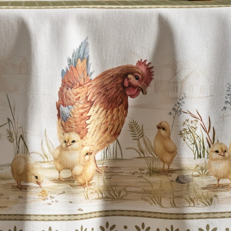 Скатерть круглая "золотая курочка" 220см, 100% хлопок, твил с пропиткой Lefard (850-767-29)