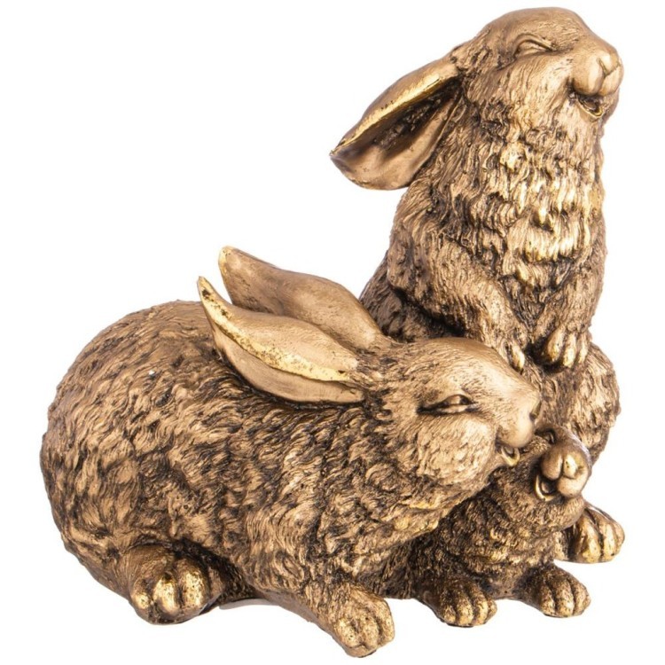 Фигурка декоративная "зайцы-семейка" h-27см цвет: бронза с позолотой ИП Шихмурадов (169-428)