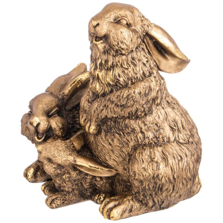 Фигурка декоративная "зайцы-семейка" h-27см цвет: бронза с позолотой ИП Шихмурадов (169-428)