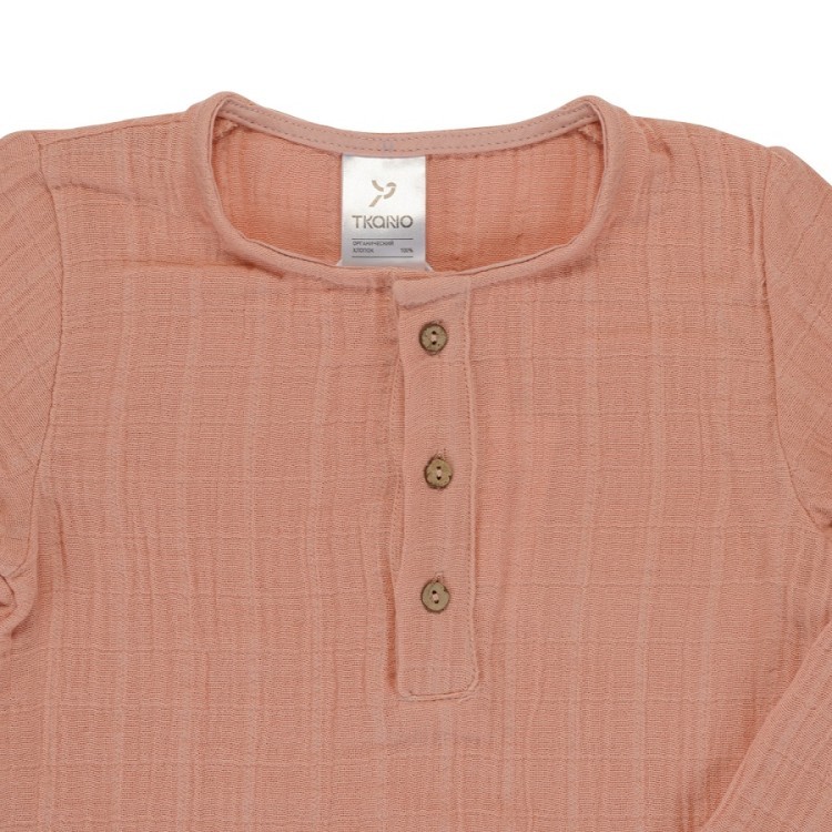 Рубашка из хлопкового муслина цвета пыльной розы из коллекции essential 18-24m (69638)