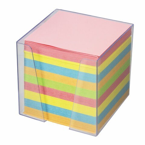 Блок для записей в подставке Brauberg куб 9х9х9 см цветной 122225 (1) (85476)