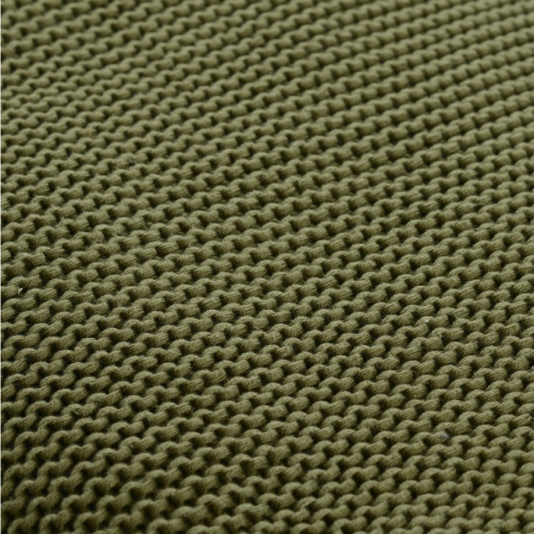 Плед из хлопка жемчужной вязки оливкового цвета из коллекции essential, 130х180 см (74413)