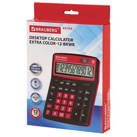 Калькулятор настольный Brauberg Extra Color-12-BKWR 12 разрядов 250479 (1) (86032)