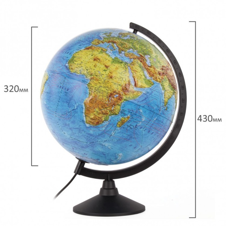 Глобус физический/политический Globen Классик d320 мм рельефный с подсветкой К013200223 (1) (76410)