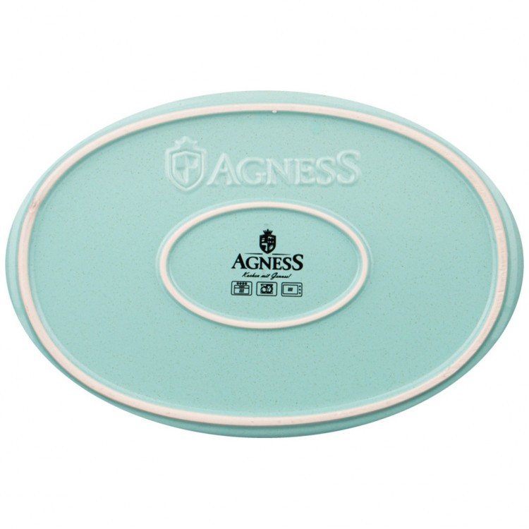 Блюдо для запекания agness "modern kitchen" овальное лазурное 2600 мл 37*23*8 см Agness (777-086)