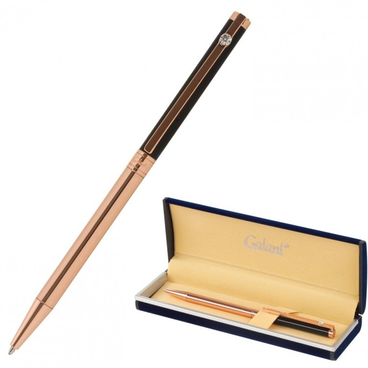 Ручка подарочная шариковая Galant ASTRON корпус черный с золотом синяя 143525 (1) (92009)