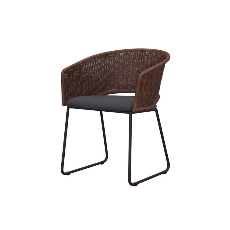 Полукресло SidraDiningArmChair, ротанг, текстиль, grey, ROOMERS FURNITURE