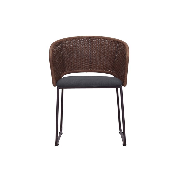 Полукресло SidraDiningArmChair, ротанг, текстиль, grey, ROOMERS FURNITURE