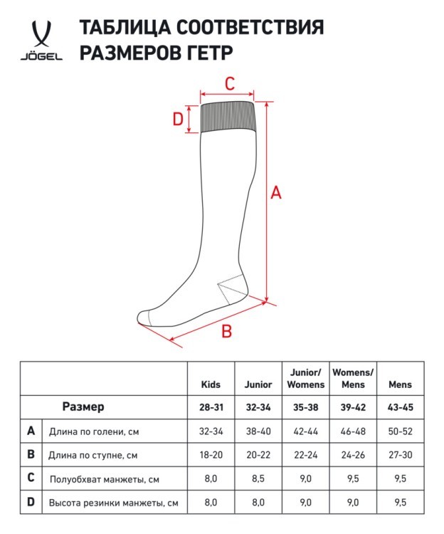 Гетры футбольные JÖGEL Match Socks, гранатовый (2092868) Гетры футбольные JÖGEL Match Socks, гранатовый (2092868)