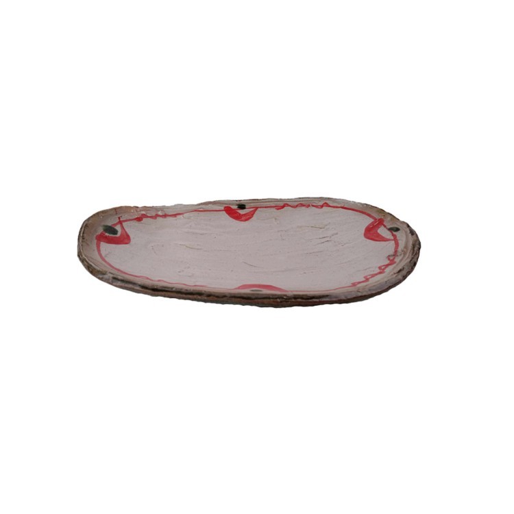 Тарелка 25-Y3-1, ручная работа/каменная керамика, White, red, ROOMERS TABLEWARE