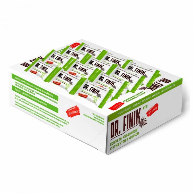 Конфеты финиковые DRFINIK с кокосом и кунжутом без сахара 450 г коробка 622799 (2) (96178)