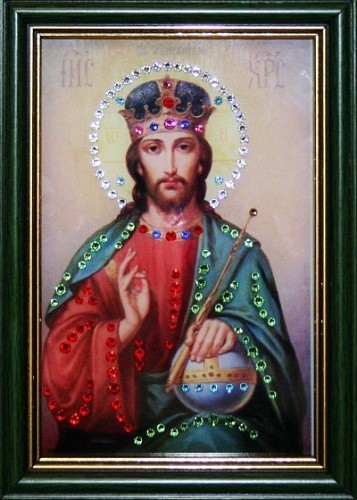Икона Христос Вседержитель малая с кристаллами Swarovski (1476)