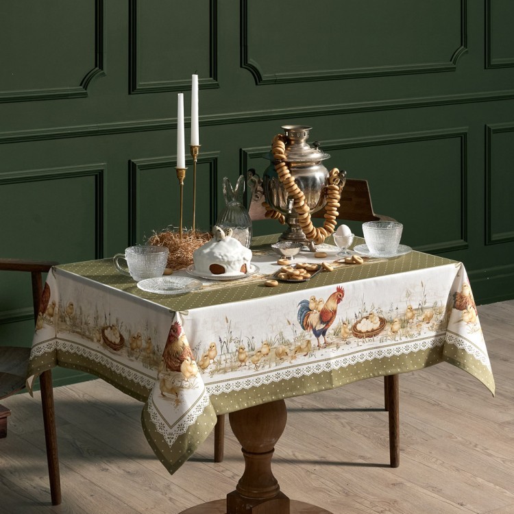 Скатерть "золотая курочка" 110х140см, 100% хлопок, твил, с пропиткой Lefard (850-767-20)