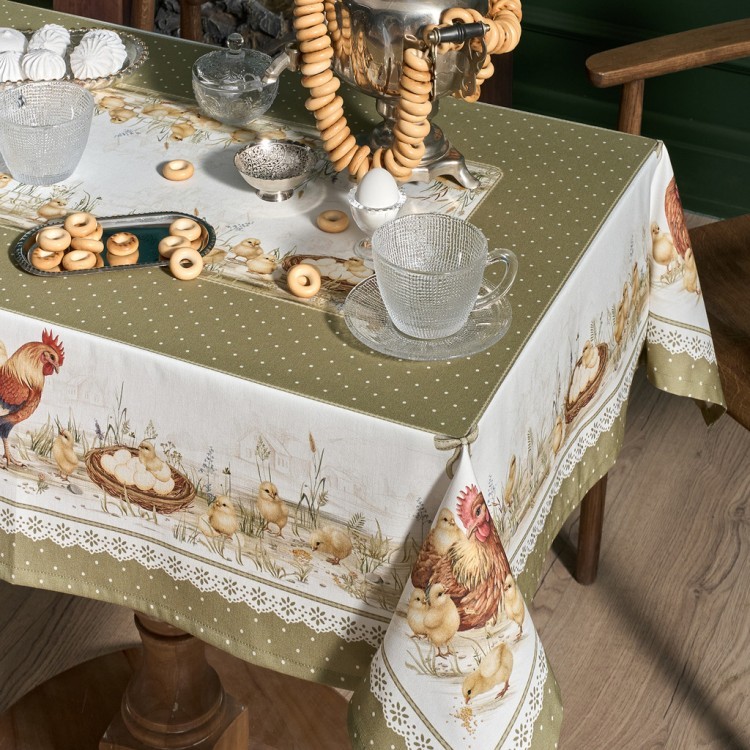 Скатерть "золотая курочка" 110х140см, 100% хлопок, твил, с пропиткой Lefard (850-767-20)